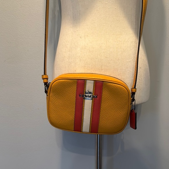 Coach Yellow and Red Crossbody Camera Bag with gunmetal accents EUC - Picture 4 of 17